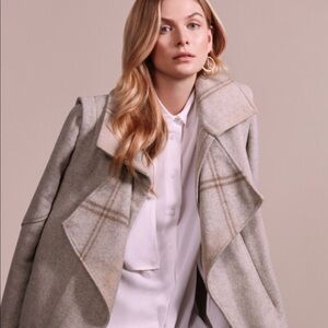 INTERMIX Wool Coat - double faced plaid with tan accents